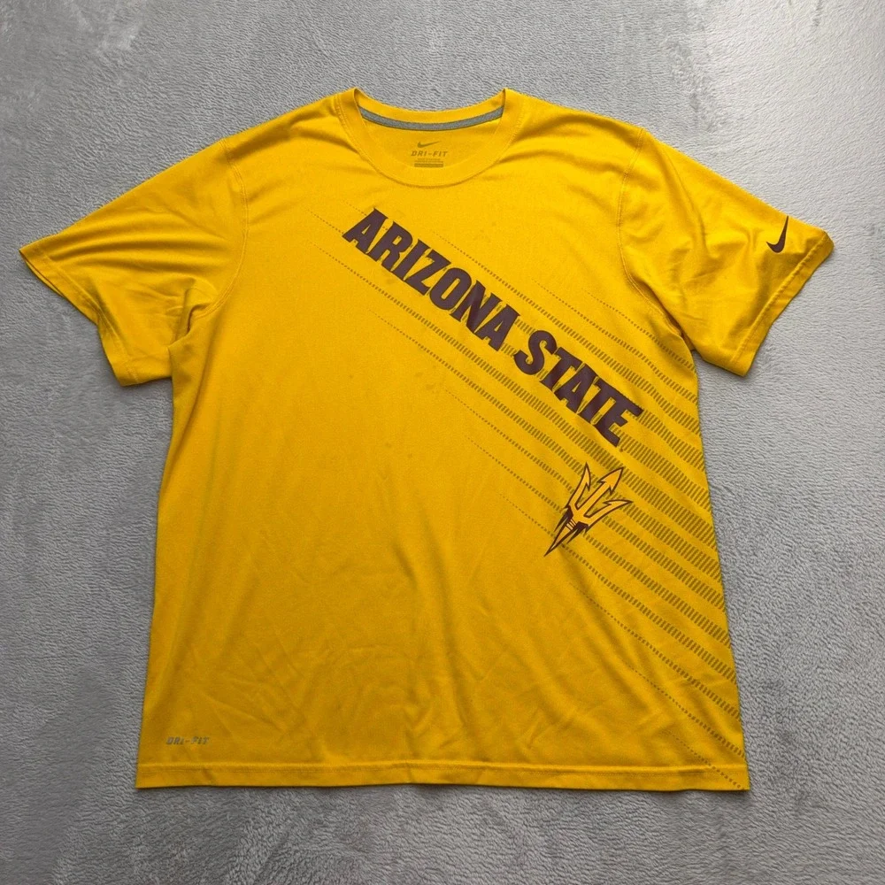 Nike Shirt Mens Large Gold Arizona State Sun Devils Dri-FIT Sparky Logo Graphic